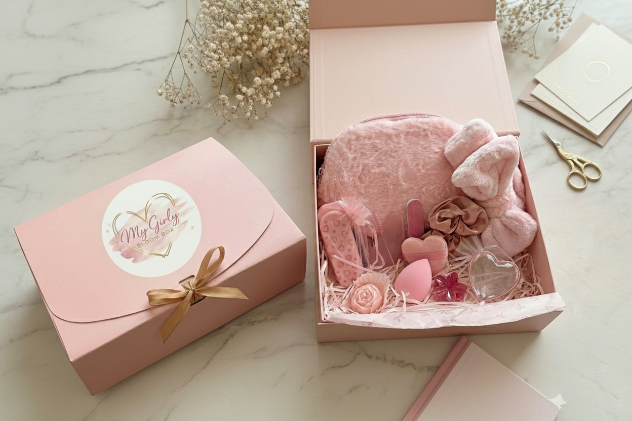 My Girly Self Care Box ouverte et fermée côte à côte
